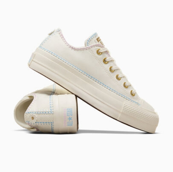 Converse Cream Canvas Platform Sneakers - Picture 2 of 8